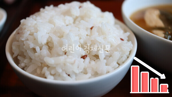 우리나라의 1인당 쌀 소비량은 계속해서 줄어들고 있다.